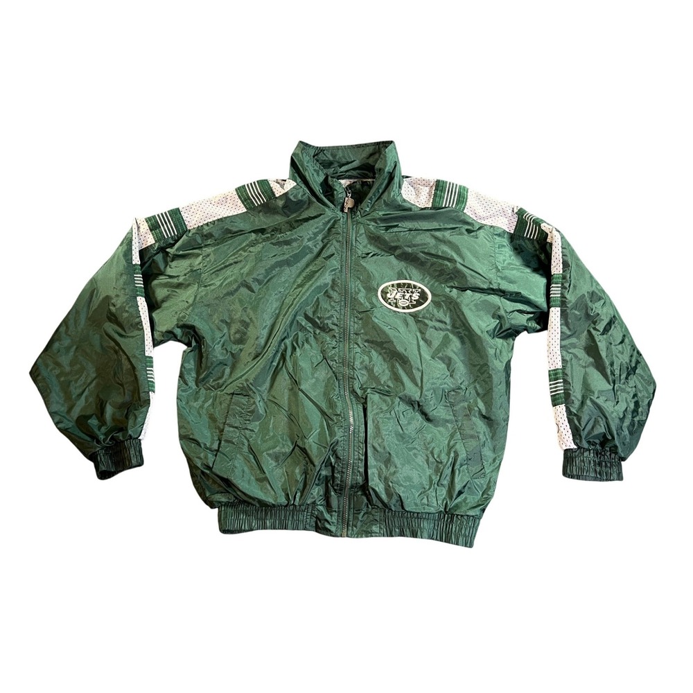 Vintage Pro Player New York Jets Jacket Mens Large Green 90s NFL Windbreaker Zip
